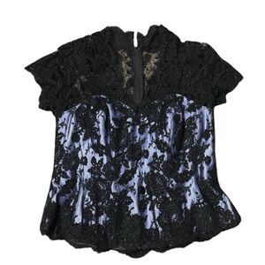 Rose Taft Couture Corsette Lace 100% Silk Top Size 12